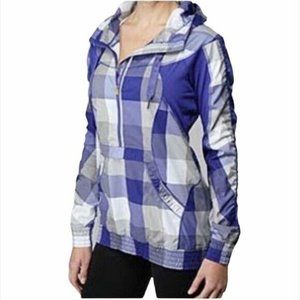 LULULEMON WOMEN 4 LEADER OF THE TRACK PLAID 1/2 ZIP PULLOVER HOODIE windbreaker